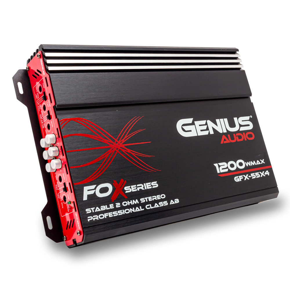 AMPLIFICADOR CLASE A/B 4 CANALES SERIE FOX 1200 W MAX/ 55 WRMS X 4 CH ESTABLE 2 OHM ESTEREO