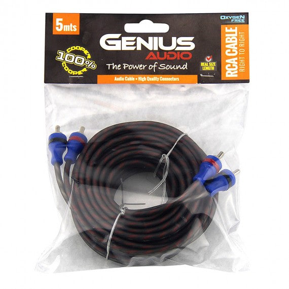 CABLE DE INTERCONEXION DE SEÑAL PARA AUDIO RCA 100% COPPER 5mts