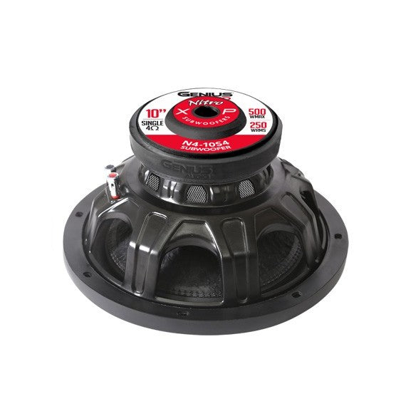 SUBWOOFER SERIE NITRO 10" 500 WMAX / 250 WRMS BOBINA SENCILLA 4 OHM VOICE COIL ALAMBRE REDONDO DE COBRE