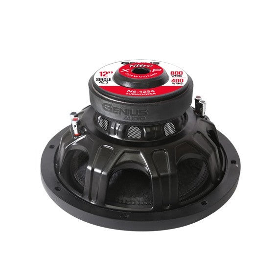 SUBWOOFER SERIE NITRO 12" 800 WMAX / 400 WRMS BOBINA SENCILLA 4 OHM VOICE COIL ALAMBRE REDONDO DE COBRE