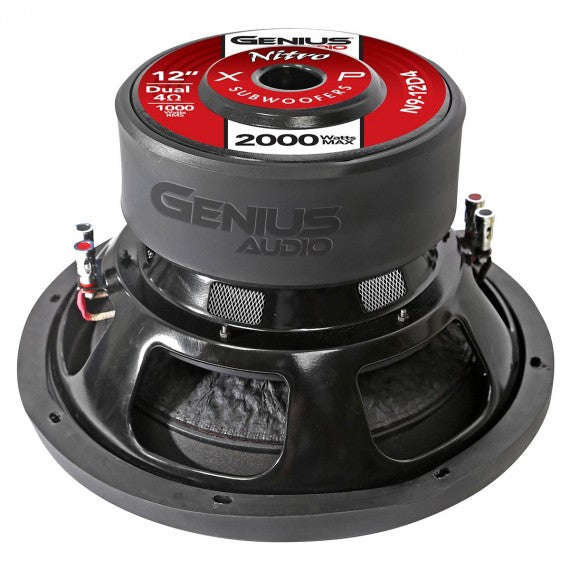 SUBWOOFER SERIE NITRO 12" 2000 WMAX / 1000 WRMS DOBLE BOBINA 4 OHM VOICE COIL ALAMBRE REDONDO DE COBRE