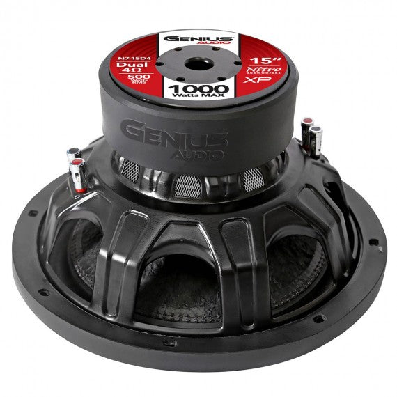 SUBWOOFER SERIE NITRO 12" 1000 WMAX / 500 WRMS DOBLE BOBINA 4 OHM VOICE COIL ALAMBRE REDONDO DE COBRE