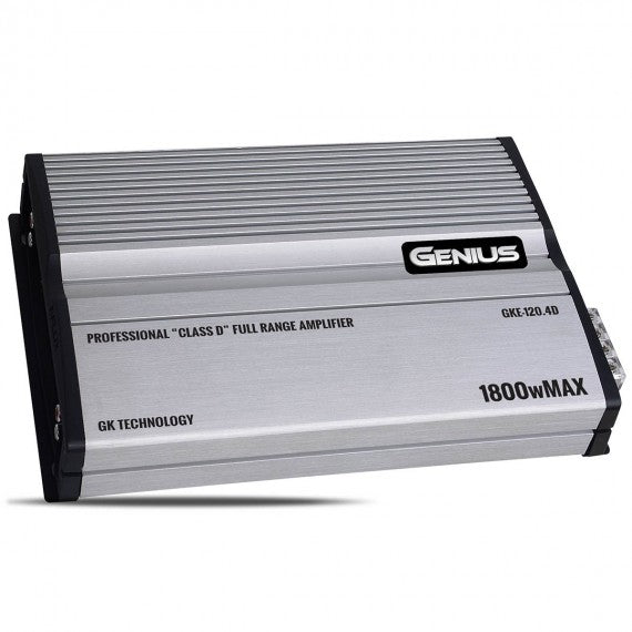 AMPLIFICADOR COMPACT DIGITAL 4 CANALES SERIE GKE 1200 WMAX / 120 WRMS X 4 CH ESTABLE 2 OHM ESTEREO