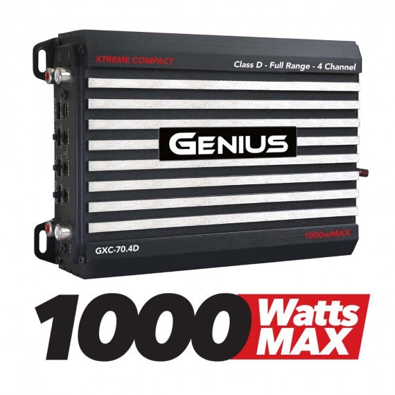 AMPLIFICADOR EXTREME COMPACT DIGITAL 4 CANALES SERIE GXC 1000 WMAX / 70 WRMS X 4 CH ESTABLE 2 OHM ESTEREO