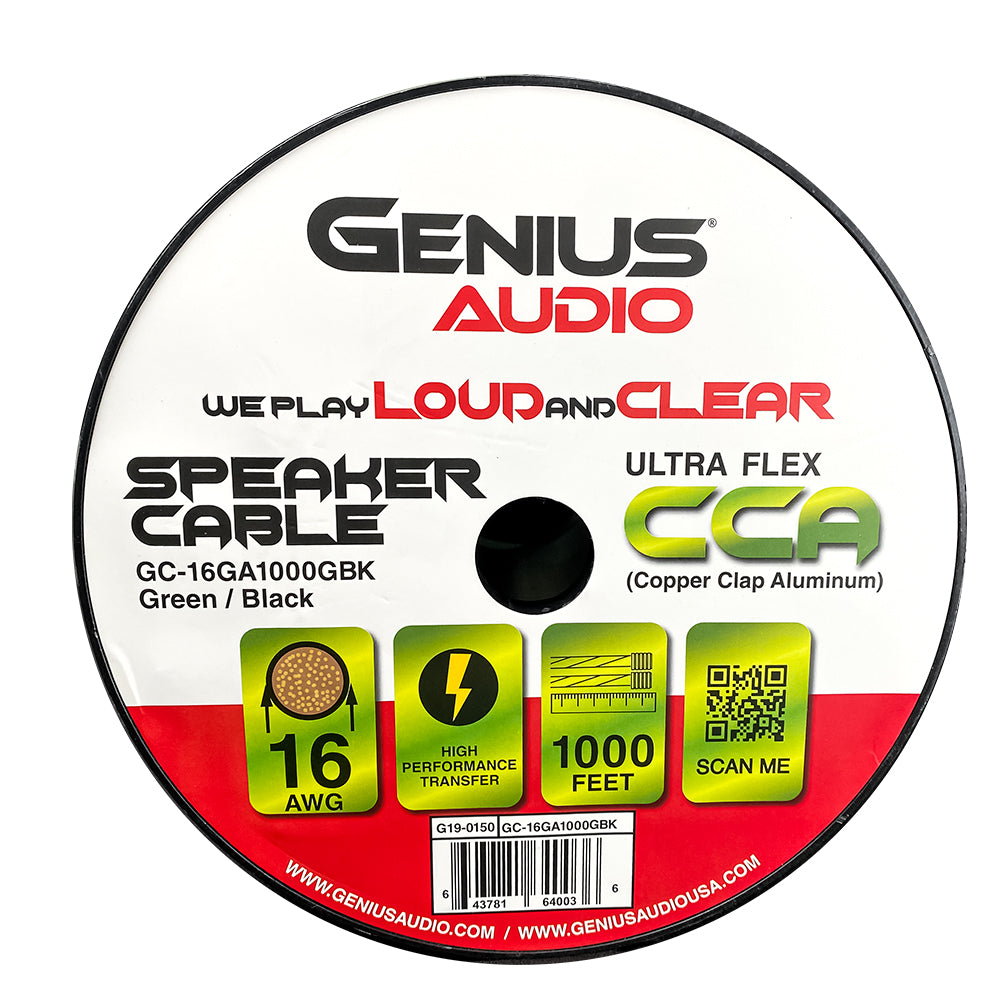 CABLE DE ALTAVOZ DE CALIBRE 16GA/CCA VERDE Y NEGRO OXIGEN FREE 1000 ft ...