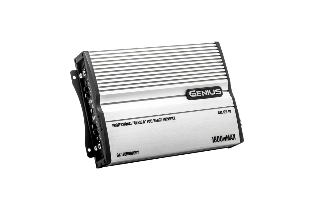 AMPLIFICADOR COMPACT DIGITAL 4 CANALES SERIE GKE 1200 WMAX / 120 WRMS X 4 CH ESTABLE 2 OHM ESTEREO