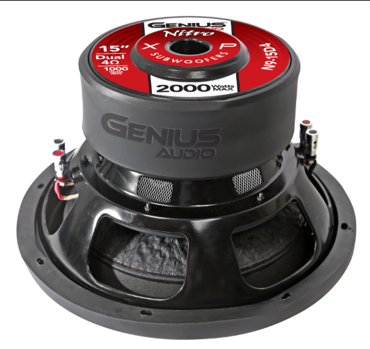 SUBWOOFER SERIE NITRO 15" 2000 WMAX / 1000 WRMS DOBLE BOBINA 4 OHM VOICE COIL ALAMBRE REDONDO DE COBRE