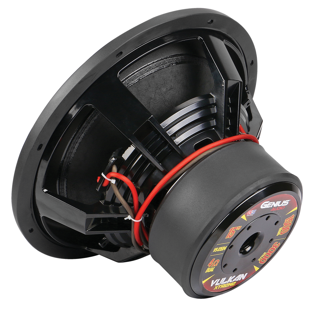 SUBWOOFER SERIE VULKAN 15" 3000 WMAX / 1500 WRMS DOBLE BOBINA 4 OHM VOICE COIL ALAMBRE REDONDO DE COBRE